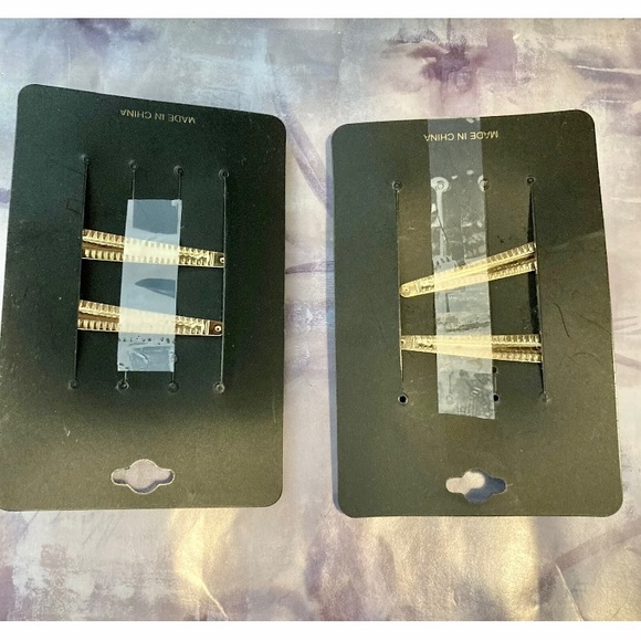 Noir Nordstrom 4 pieces Rhinestones Chain-link Hair Clips Gold And Blue Tone New - Picture 4 of 5